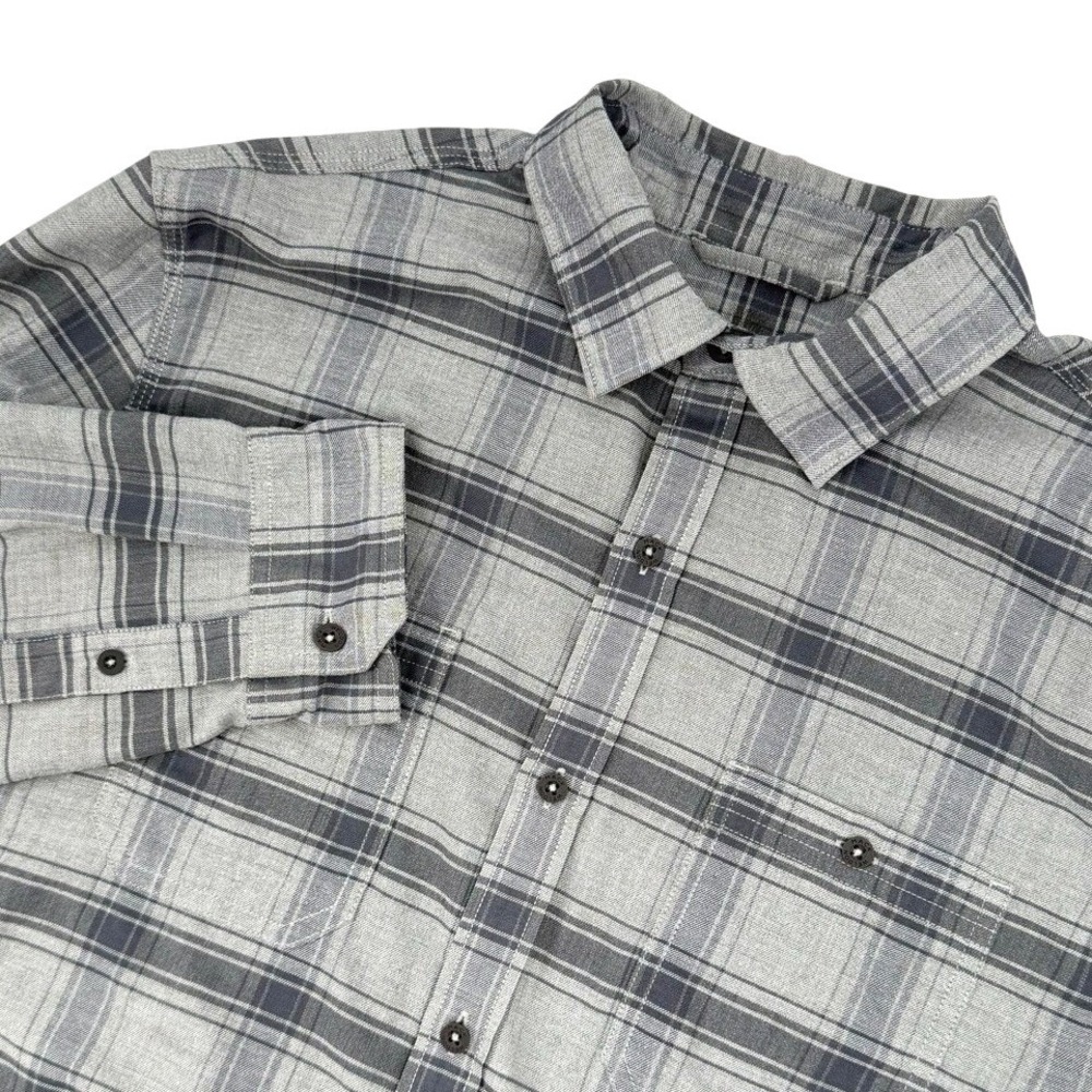 Mack Weldon Coolmax Merino Wool Flannel Men's Large Gray Plaid Button Up Shirt